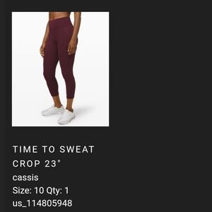 Lululemon Time to Sweat 23" size 10